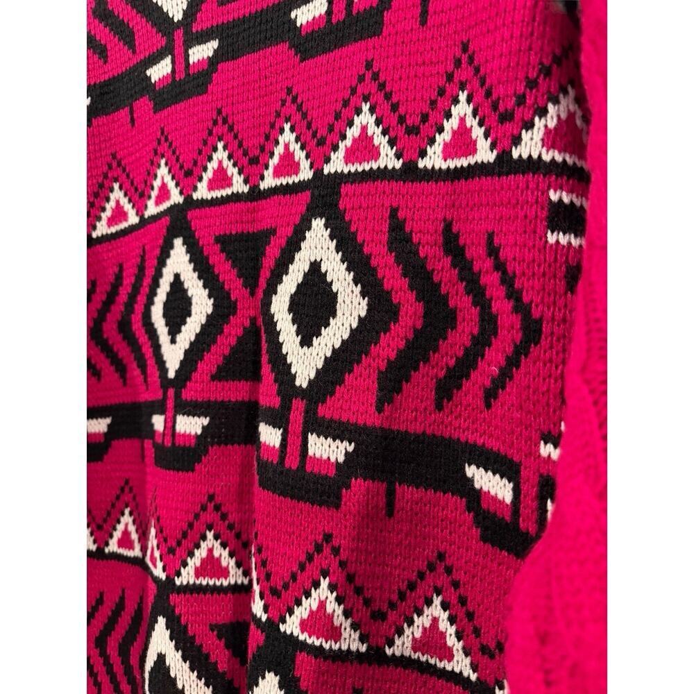 NWT Retro 80s Michael Carrie Aztec Pink Black Pullover Mock Neck Women’s S - Picture 6 of 11